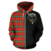 MacLaine of Loch Buie Tartan Crest Zipper Hoodie - Half Of Me Style